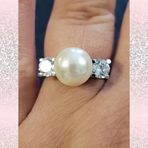 2/$20 Faux Pearl, CZ, Palladium Fashion Ring